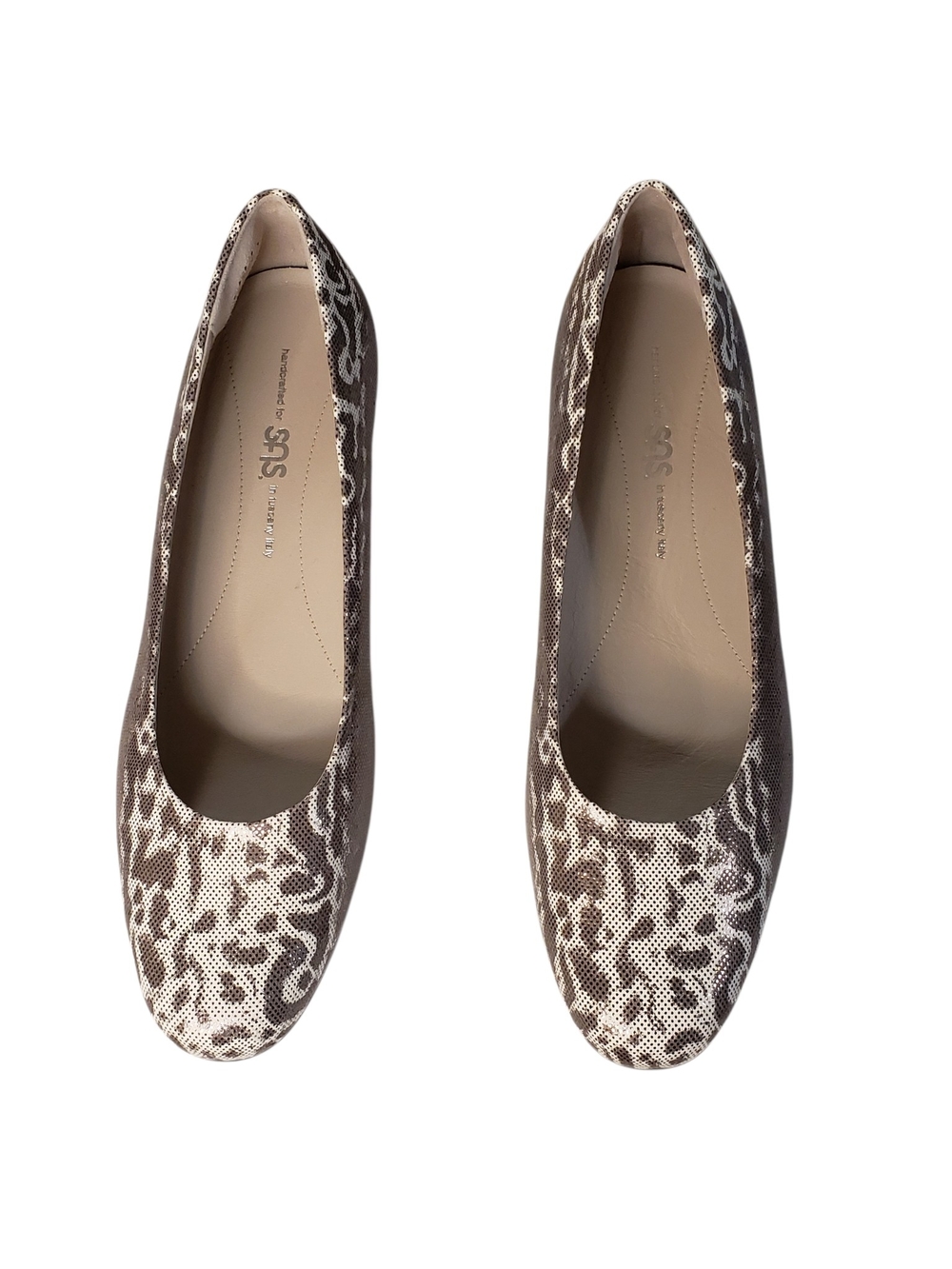 SAS Women's Shoes Brown Snake-Print Ballet Heels  - Size 12w